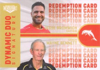 2023 NRL Traders Elite - Dynamic Duo Signature Redemption #DDS01 Wayne Bennett / Jesse Bromwich Front